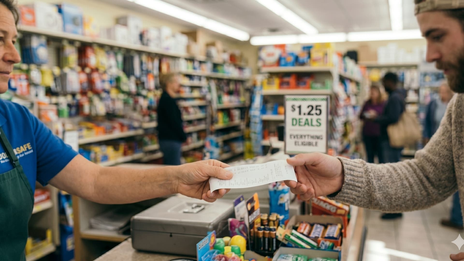 Retail worker at register